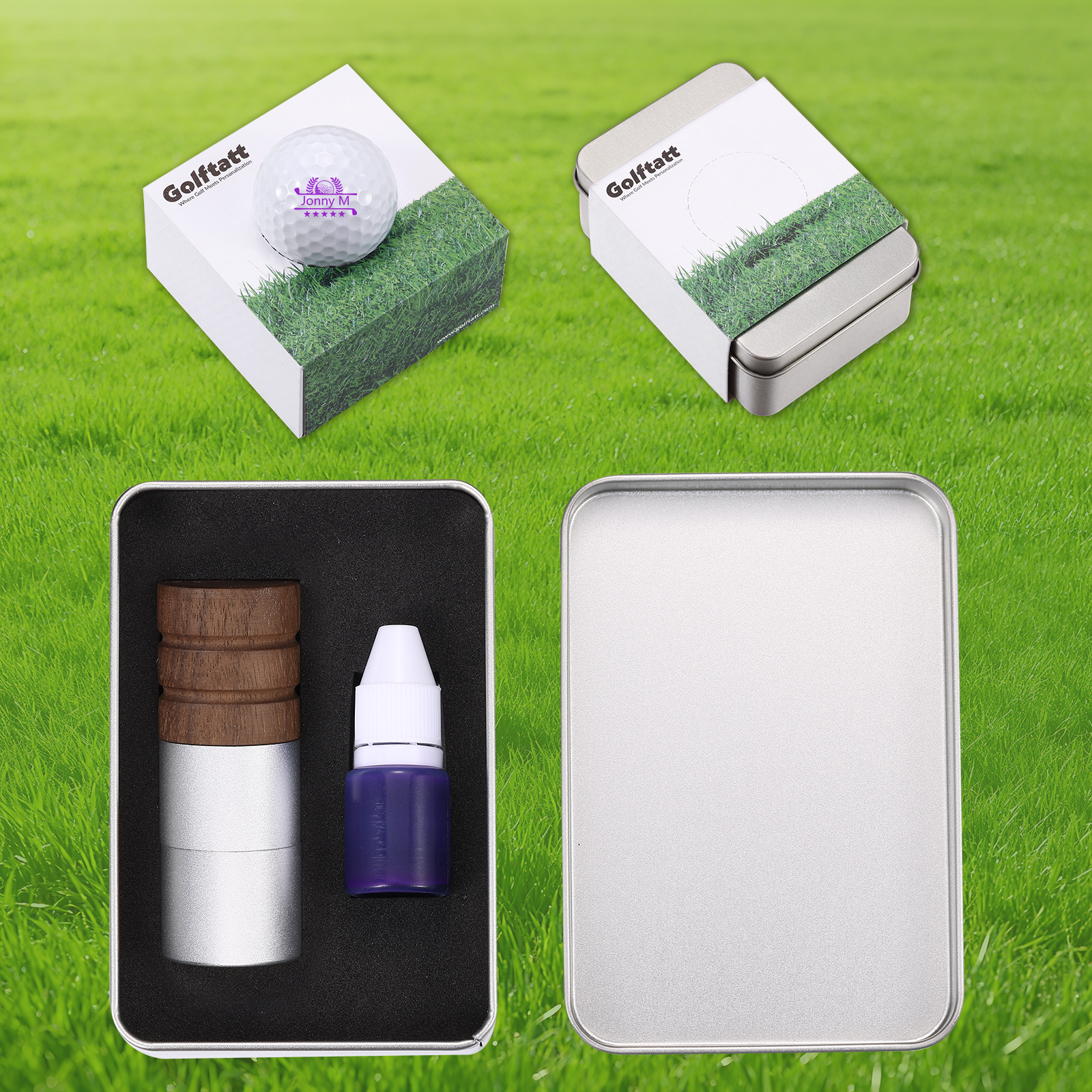 Personalisierter Golfball-Stempel aus Walnussholz Individueller Logostempel