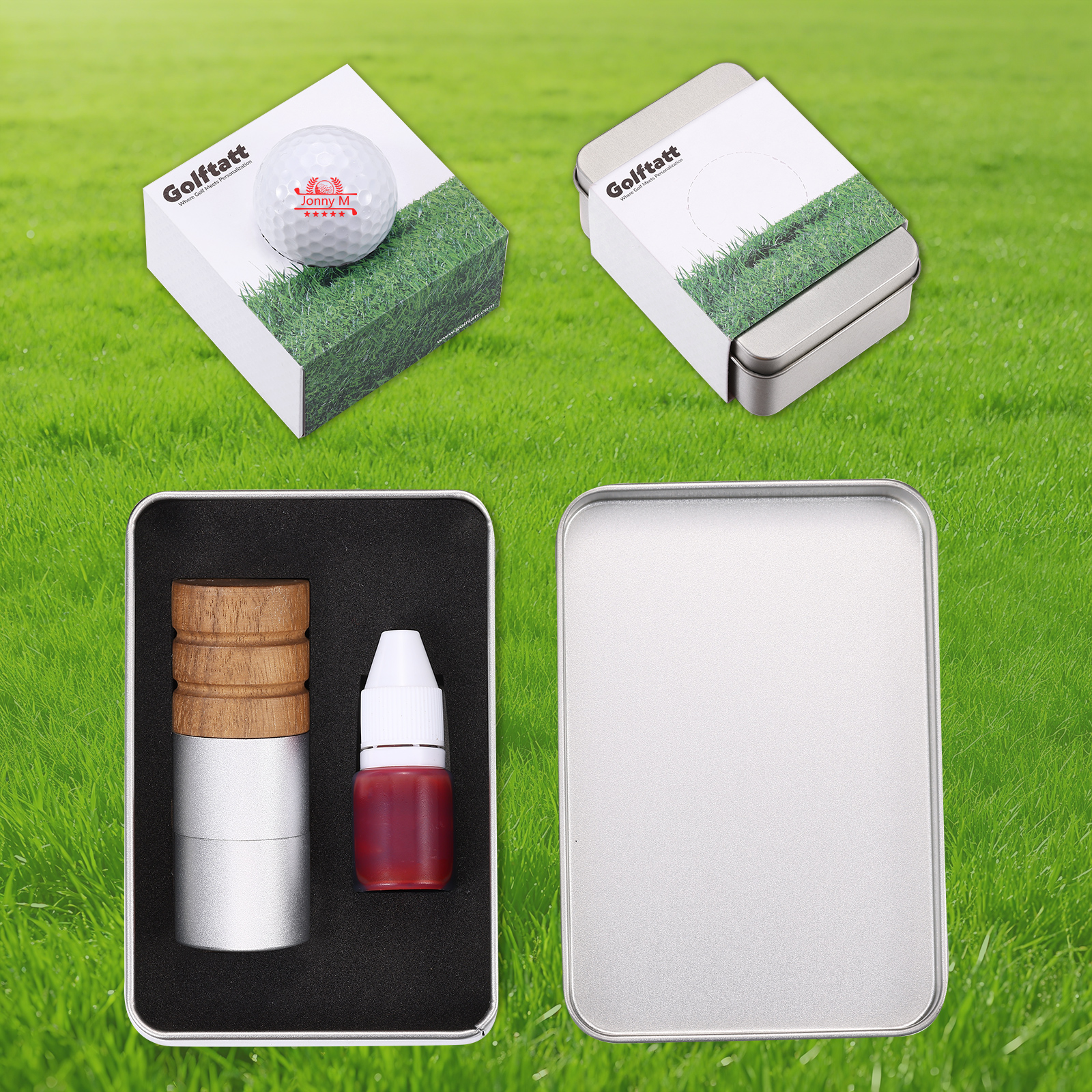 Personalisierter Golfball-Stempel aus Walnussholz Individueller Logostempel