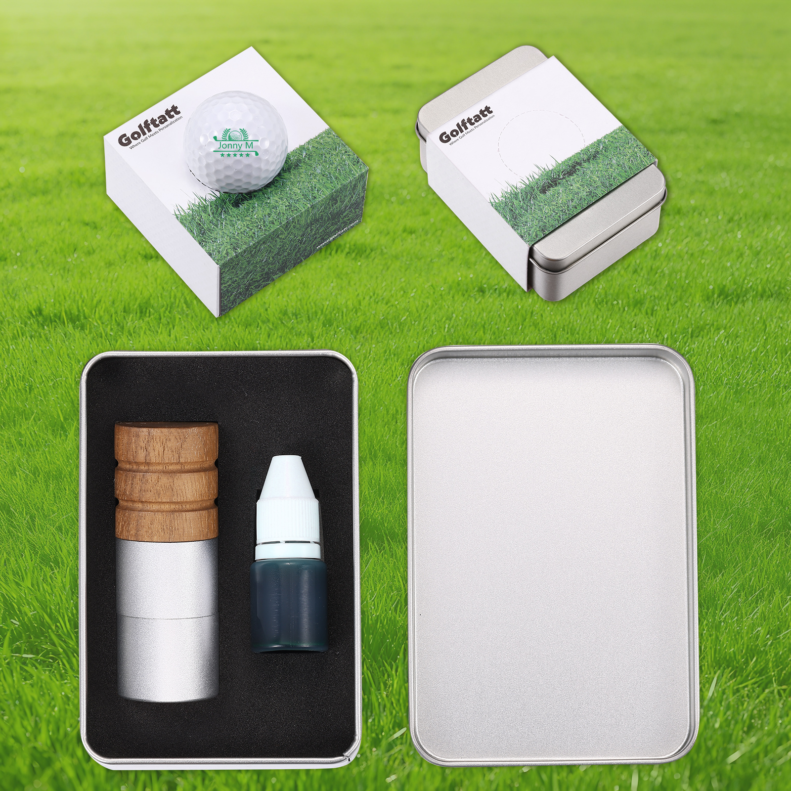 Personalisierter Golfball-Stempel aus Walnussholz Individueller Logostempel