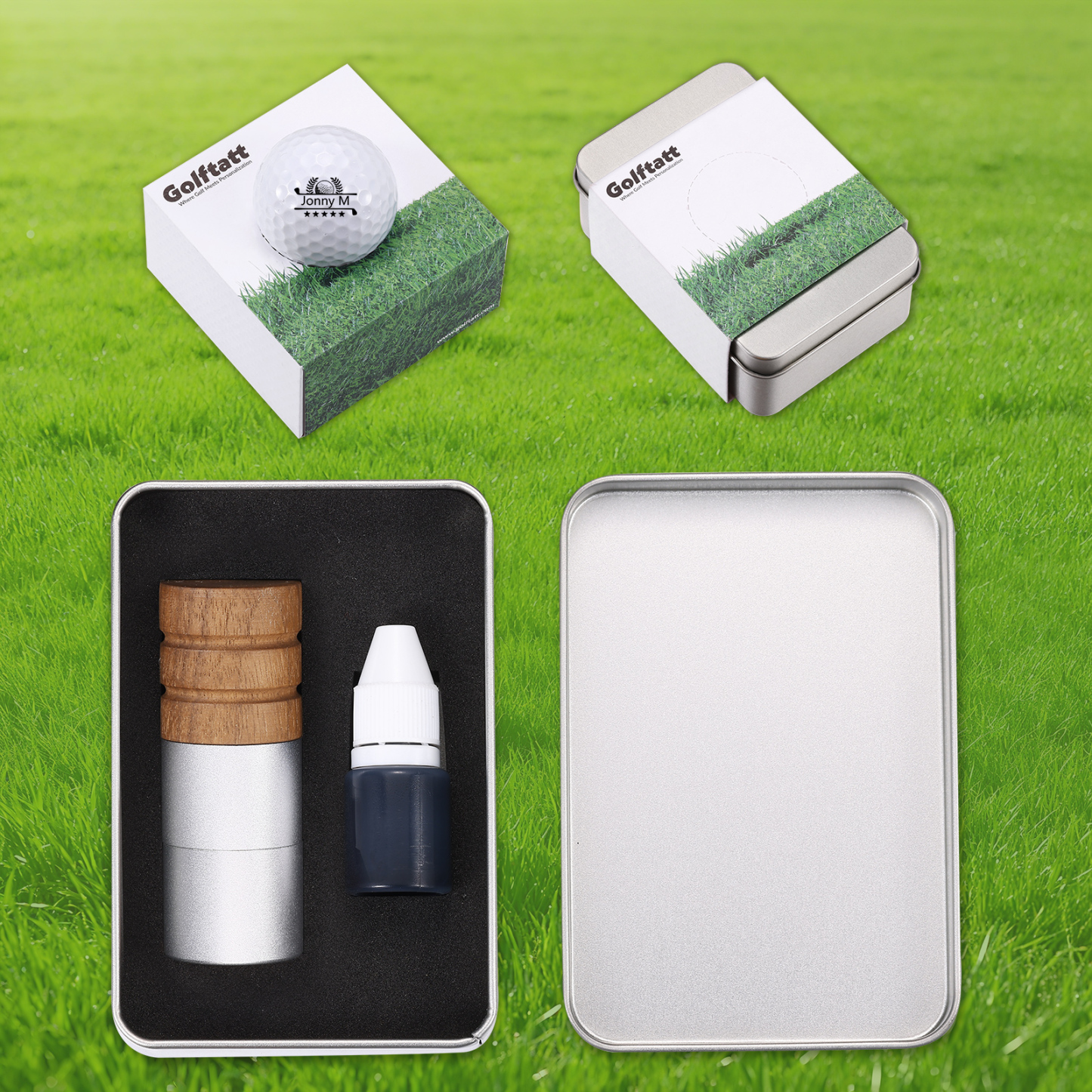 Personalisierter Golfball-Stempel aus Walnussholz Individueller Logostempel