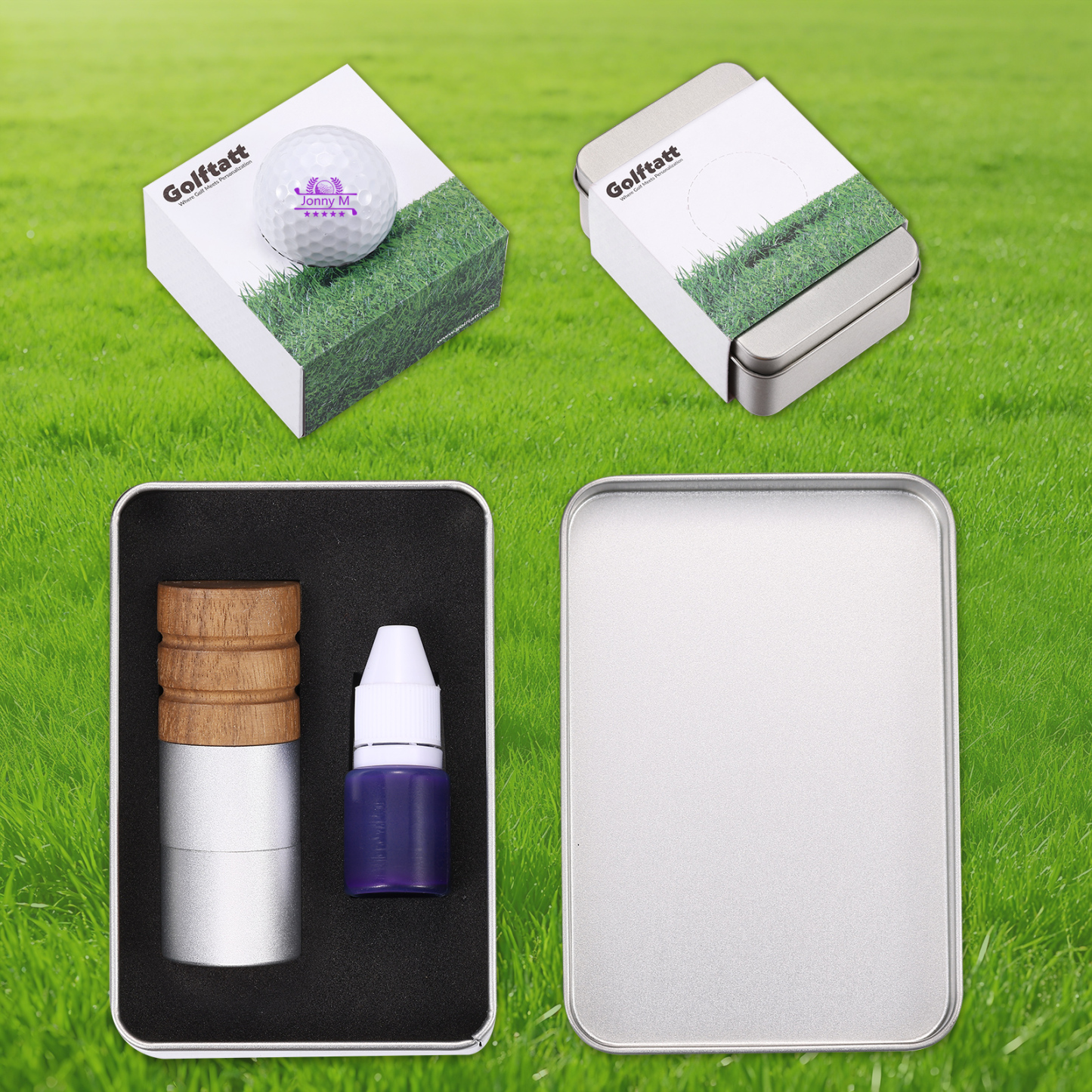 Personalisierter Golfball-Stempel aus Walnussholz Individueller Logostempel