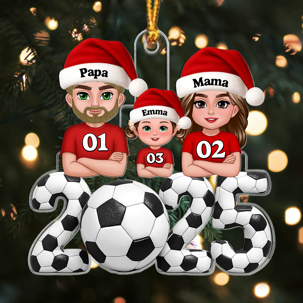 Personalised Family Football Christmas Ornament 2025