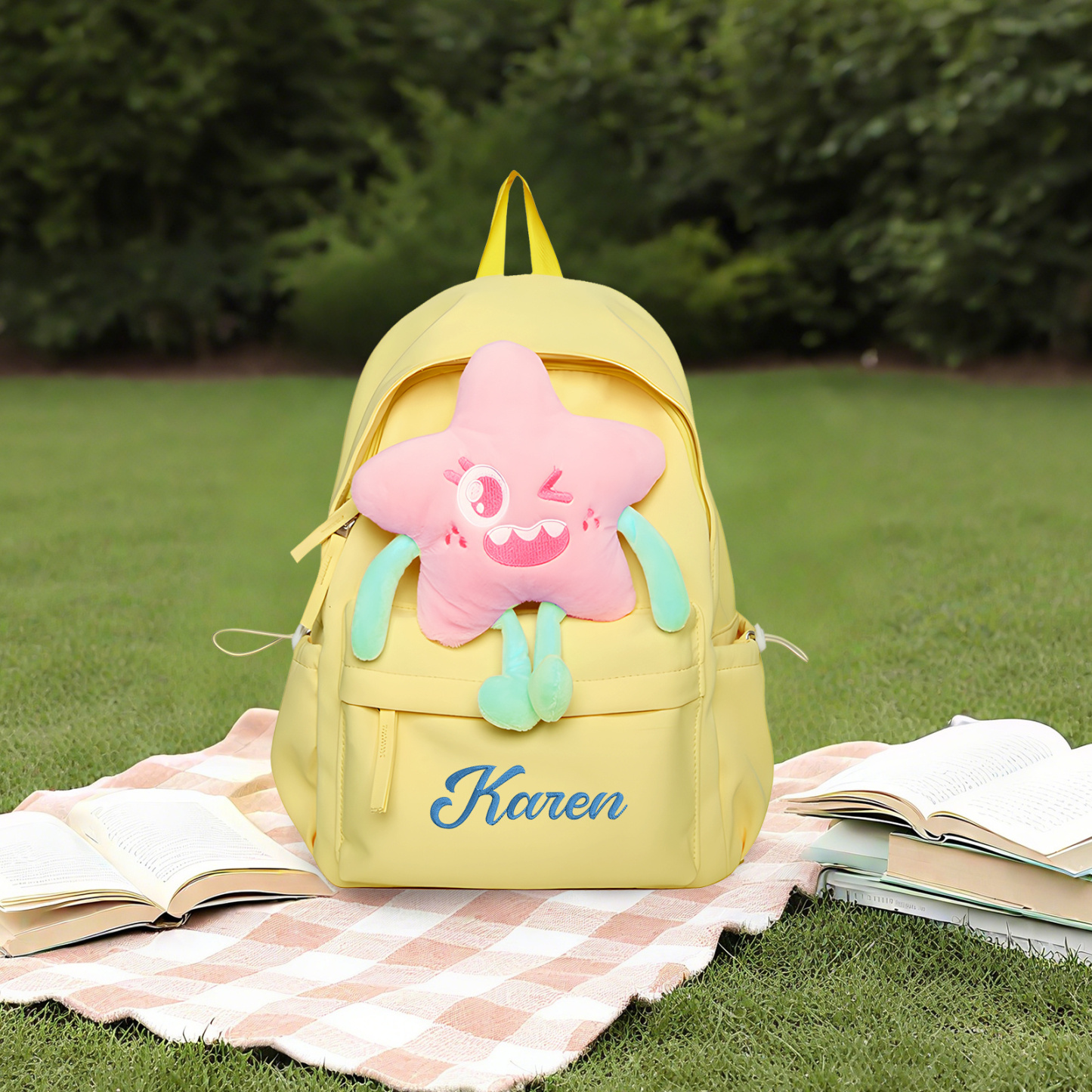 Personalisierte Name Nylon Rucksack Schüler Schultasche in 5 Farbe mit Seestern