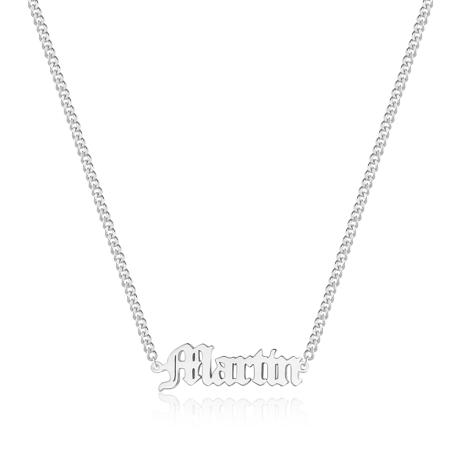 Personalisierte Gothic-Halskette für Herren mit 1–5 Namen in Old‑English‑Buchstaben