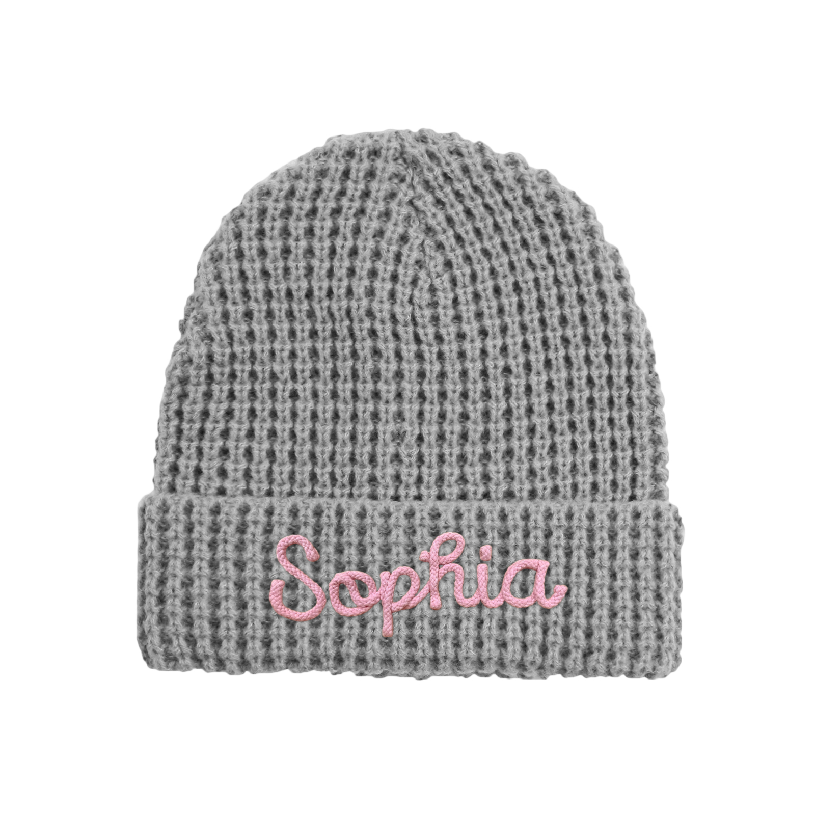 Personalisierte Weihnachten Waffelstrick-Wintermütze mit Namensstickerei für Damen