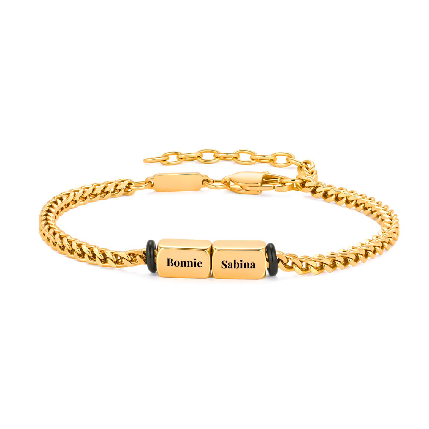 Personalisiertes Herrenarmband mit 2 bis 5 Namen goldfarbenes Cuban-Link-Armband Geschenk für Männer persönliches Geschenk für ihn Vatertags und Jahrestagsgeschenk für Papa, Ehemann, Opa | kettenmache