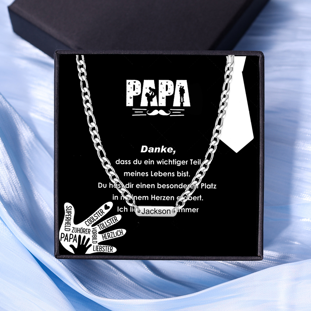 Personalisierte 1 Namen Herrenhalskette & Geschenkkarte & Geschenkbox Geschenkkarte Set für Papa