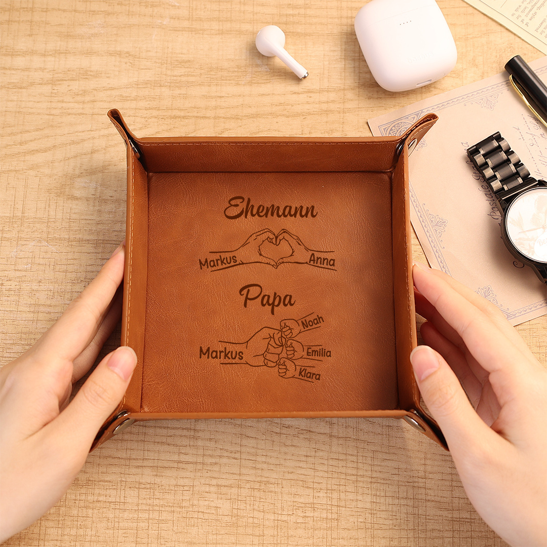 Personalisierte Ablageschale aus Leder Geschenk für Papa & Ehemann