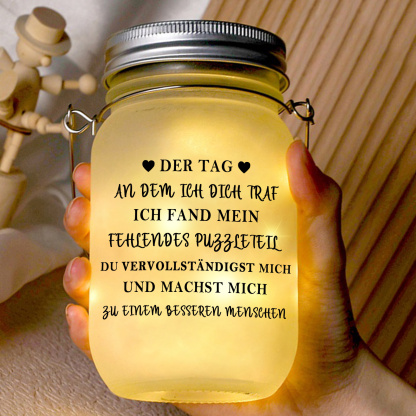 Personalisierte Solar-Glasflasche im Mason-Jar-Stil – Romantisches Geschenk für Paare