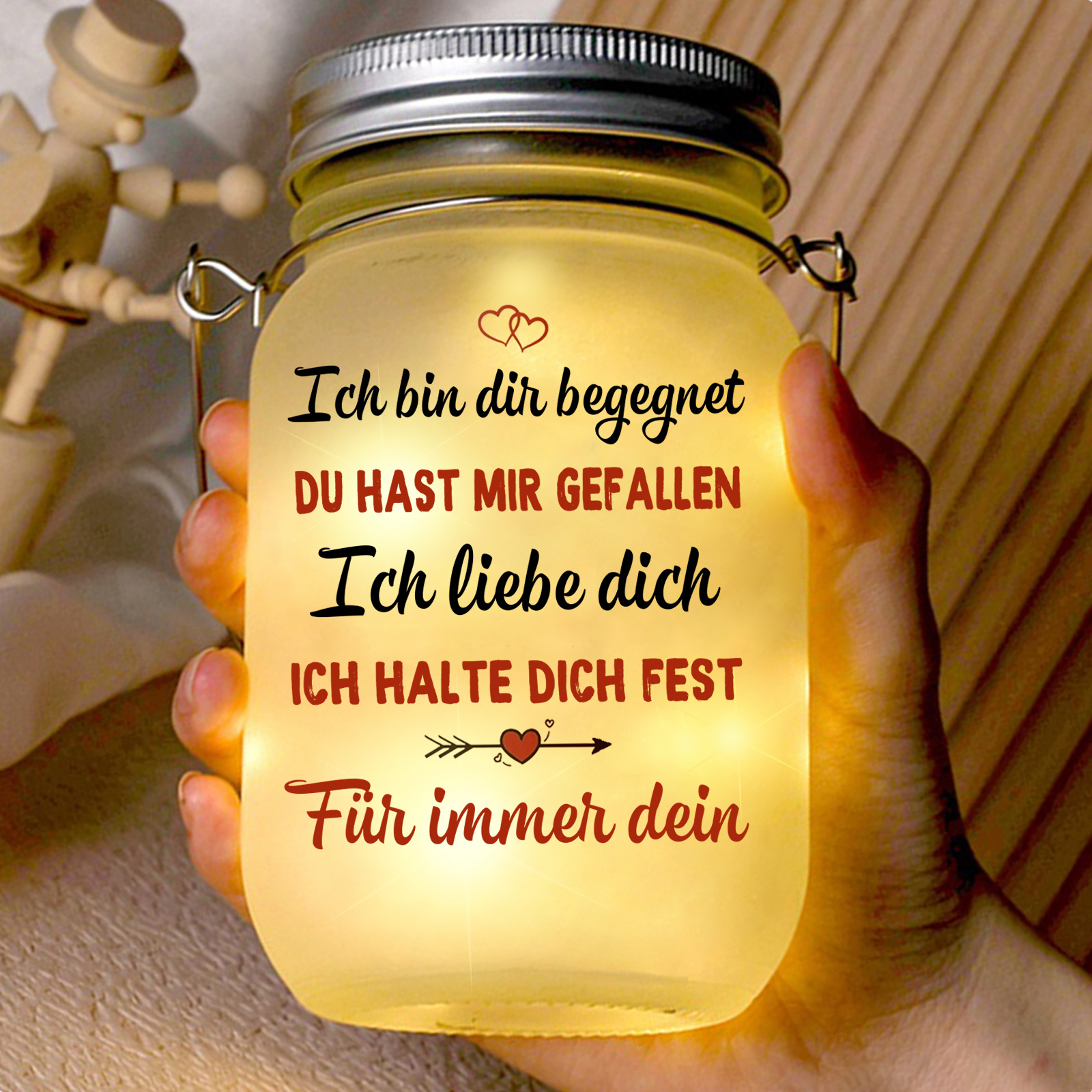 Personalised Couple Solar Mason Jar