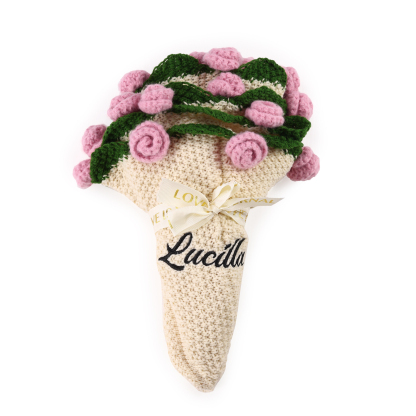 Handgemachter Häkelblumenstrauß personalisierbare Name Decke- Geschenk für Mama/Oma/Tochter