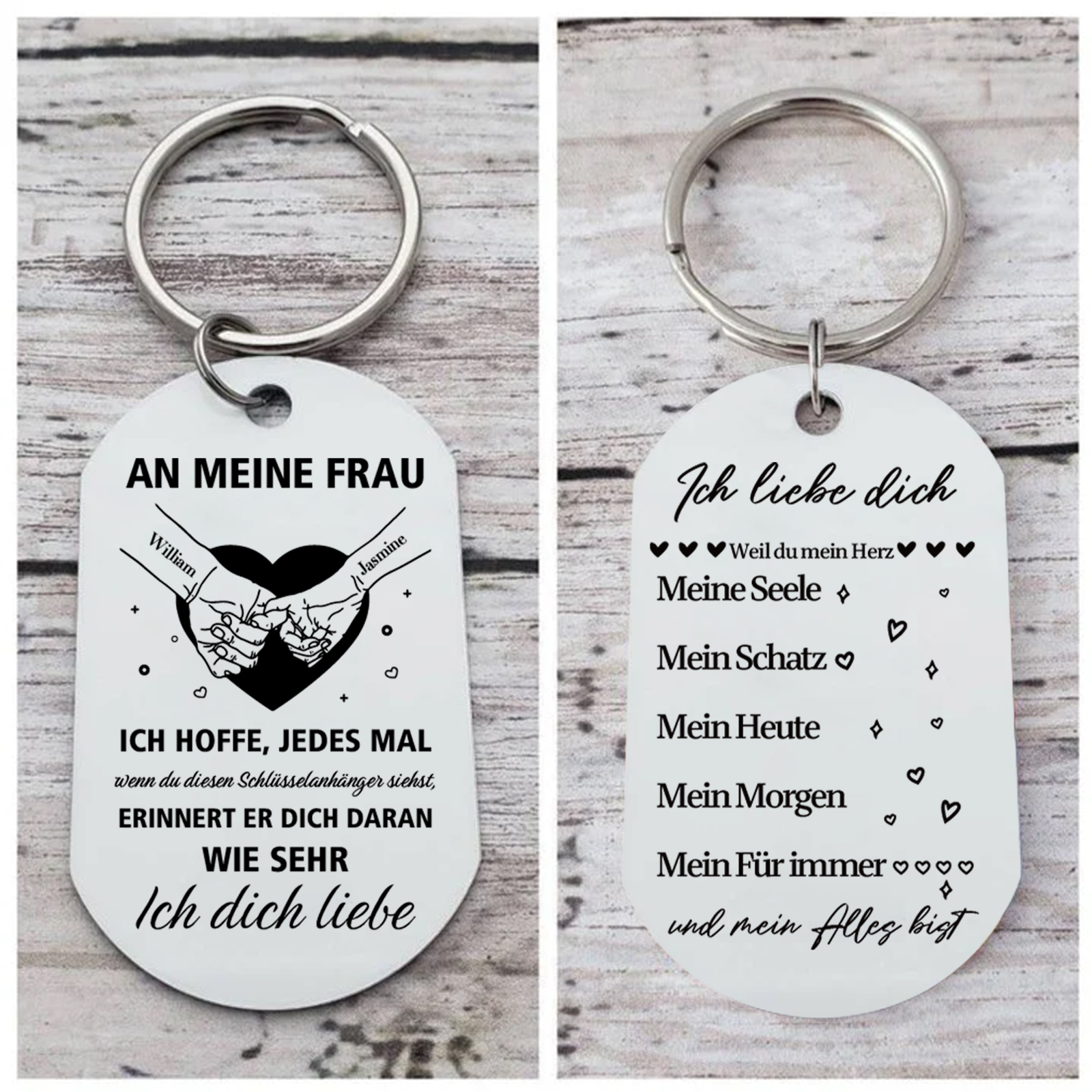 Personalisierte Schlüsselanhänger aus Metall für Frauen und Paare – ein Geschenk für Ihre Liebsten zu Weihnachten und Valentinstag