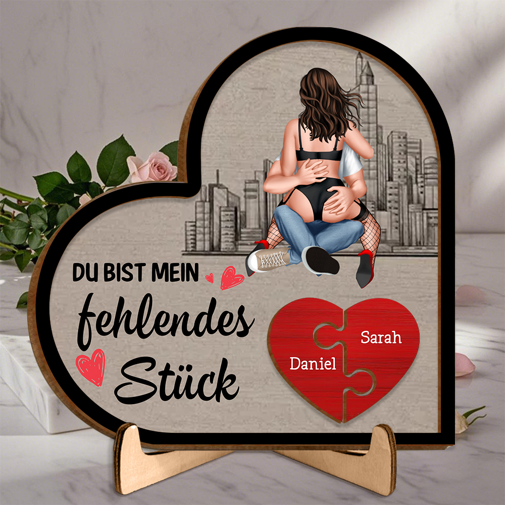 Holz-Herz-Puzzle-Schild mit Ständer für Paare, „Du bist mein fehlendes Puzzleteil“