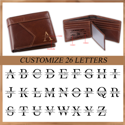 Personalisiert RFID Echtleder-Brieftasche für Vater und Sohn,  Vintage