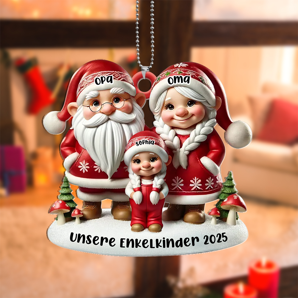 3D Weihnachtsanhänger (Christbaumanhänger) personalisiert mit Namen & Jahr & Wunschtext – Geschenk für Großeltern