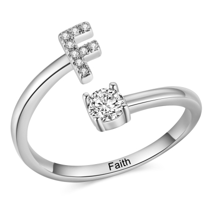 Personalisierbarer 1 Name & Buchstabe Fein Golden/ Silber Ring mit Zirkonia – individuelles Schmuckstück