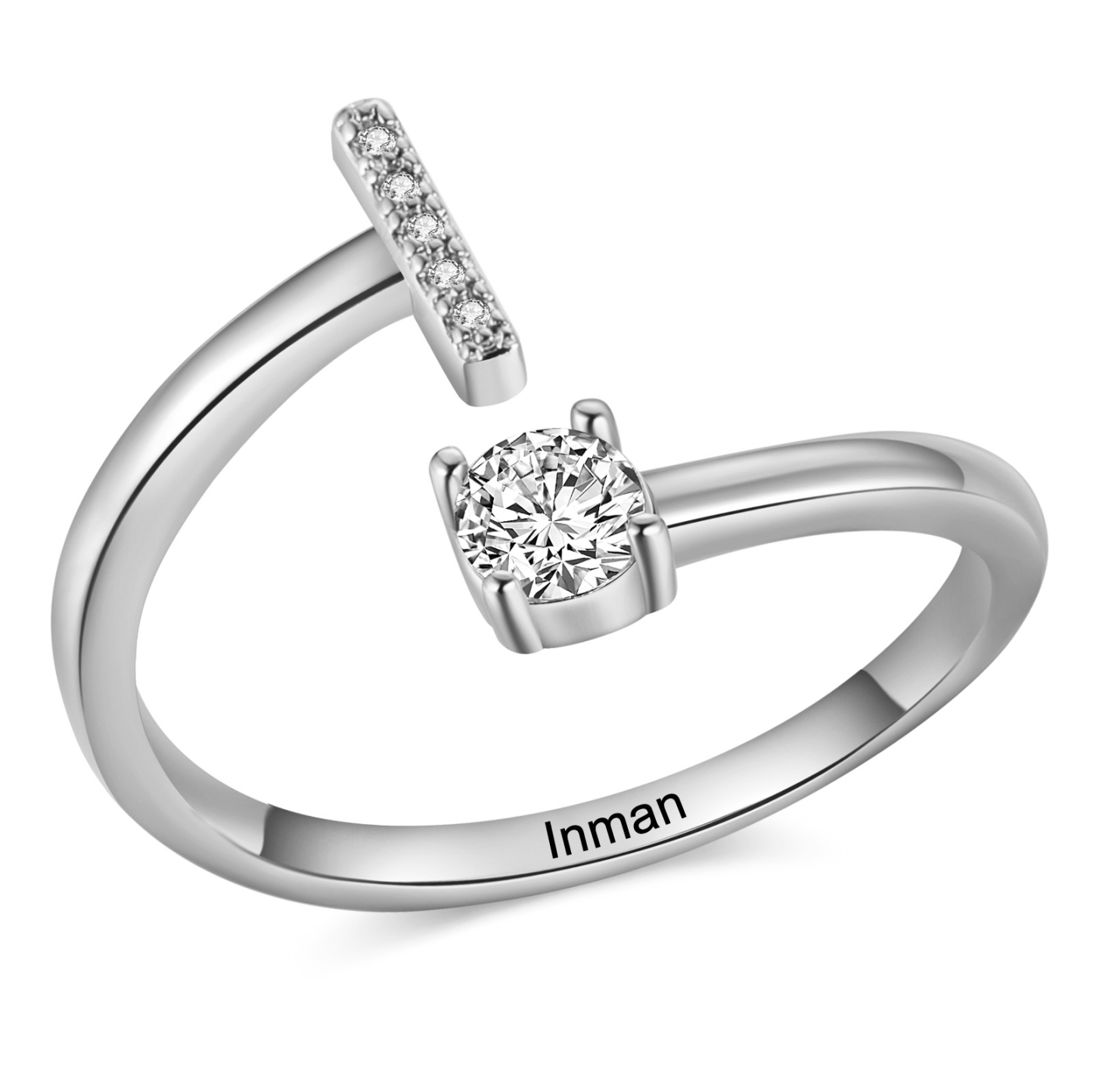 Personalisierbarer 1 Name & Buchstabe Fein Golden/ Silber Ring mit Zirkonia – individuelles Schmuckstück