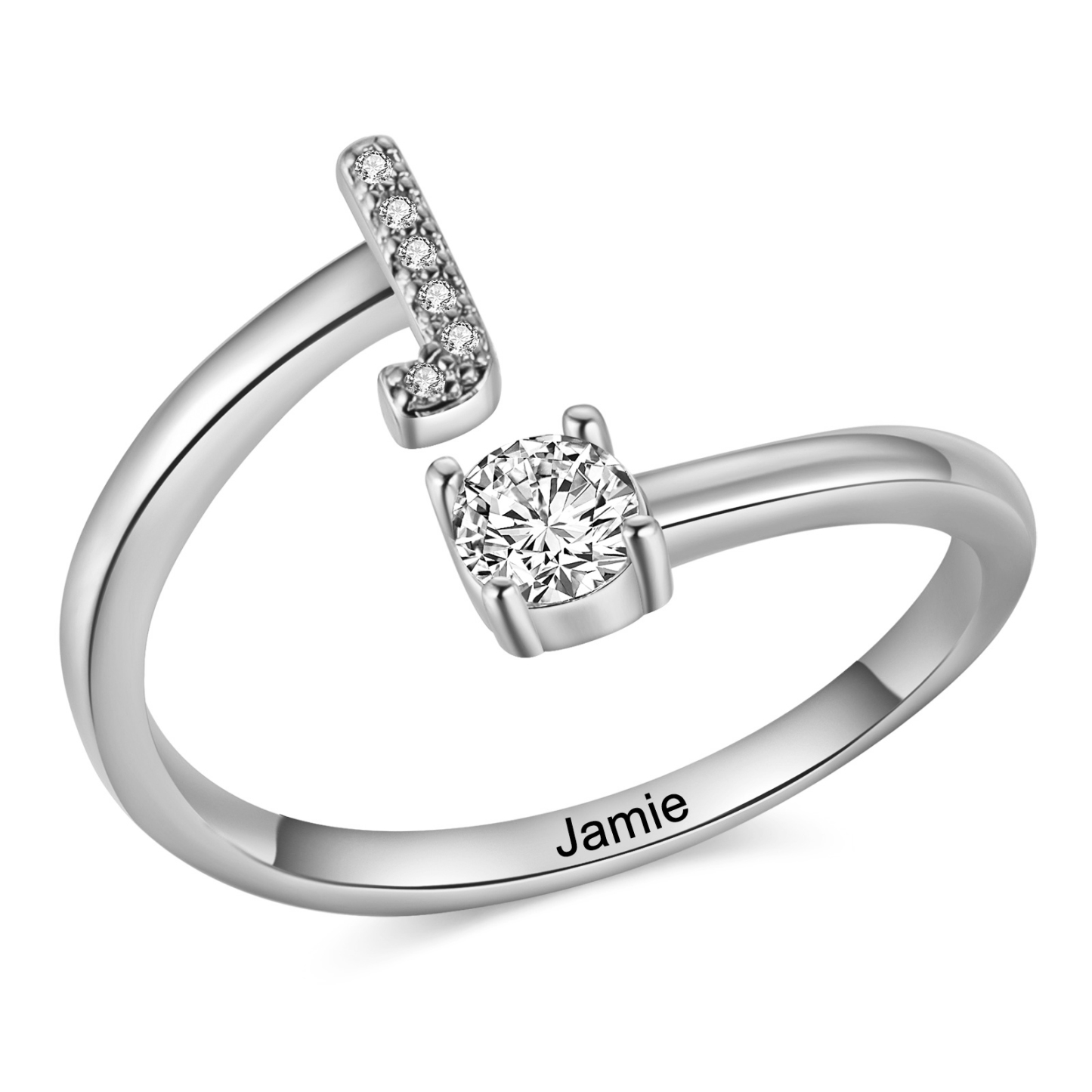 Personalisierbarer 1 Name & Buchstabe Fein Golden/ Silber Ring mit Zirkonia – individuelles Schmuckstück