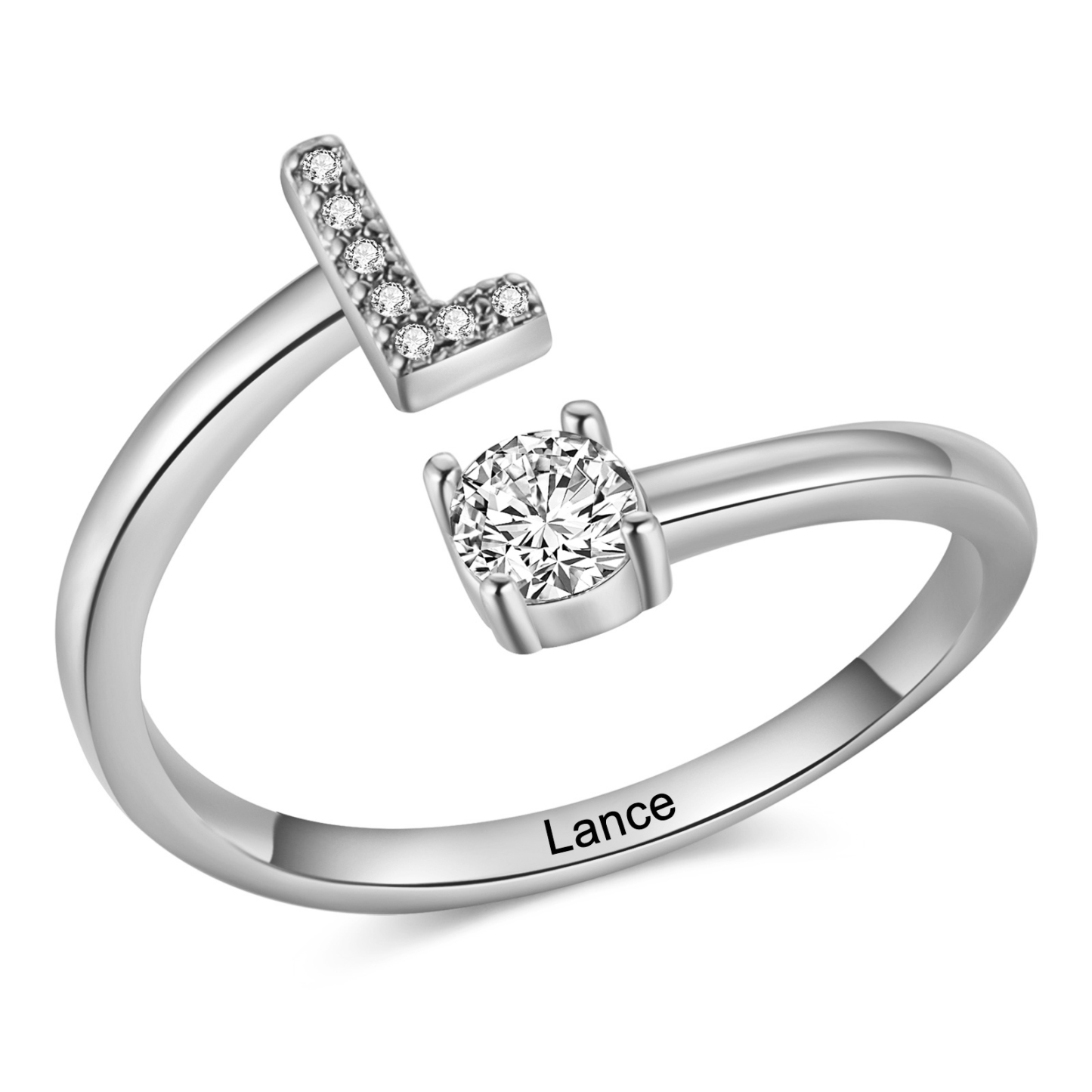 Personalisierbarer 1 Name & Buchstabe Fein Golden/ Silber Ring mit Zirkonia – individuelles Schmuckstück