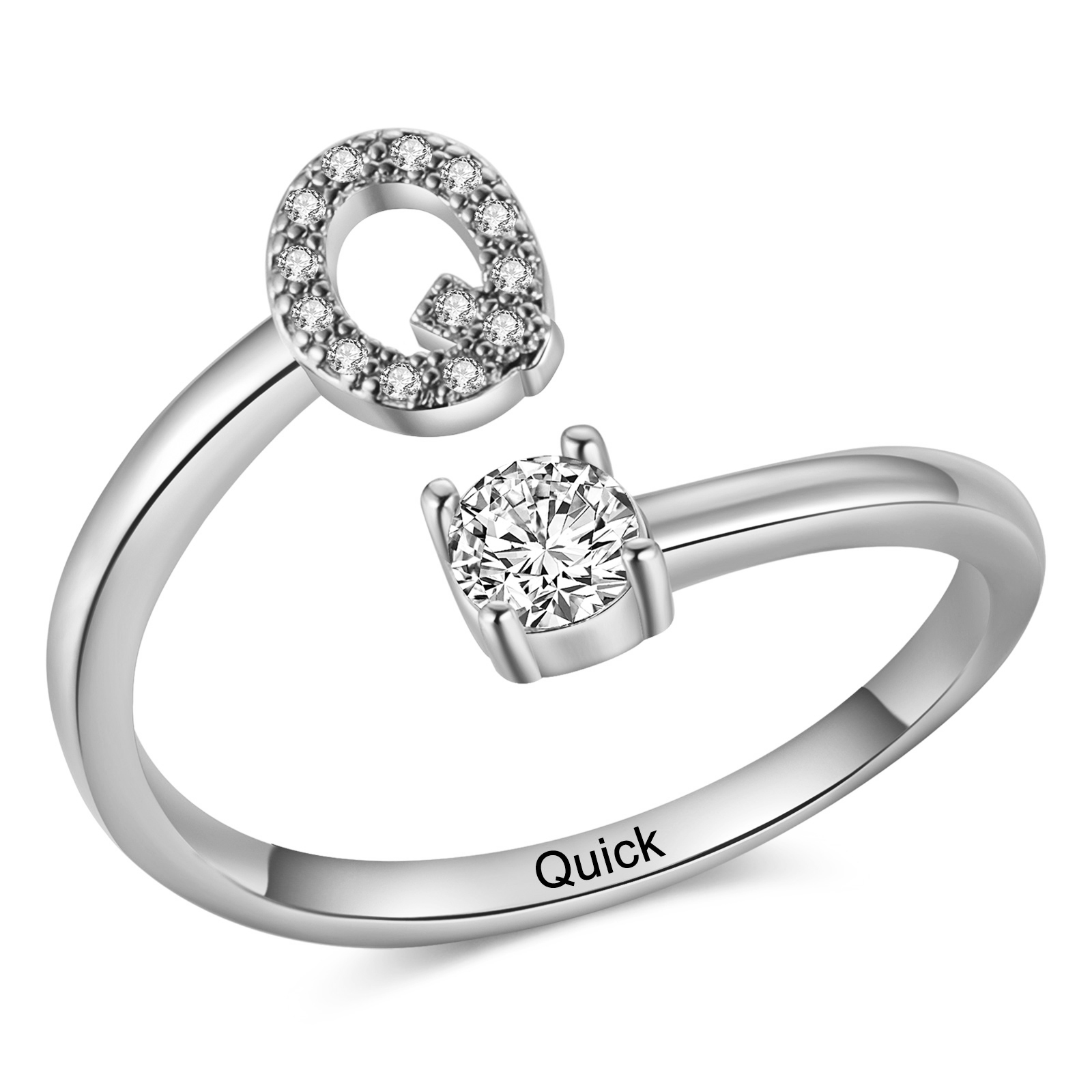 Personalisierbarer 1 Name & Buchstabe Fein Golden/ Silber Ring mit Zirkonia – individuelles Schmuckstück