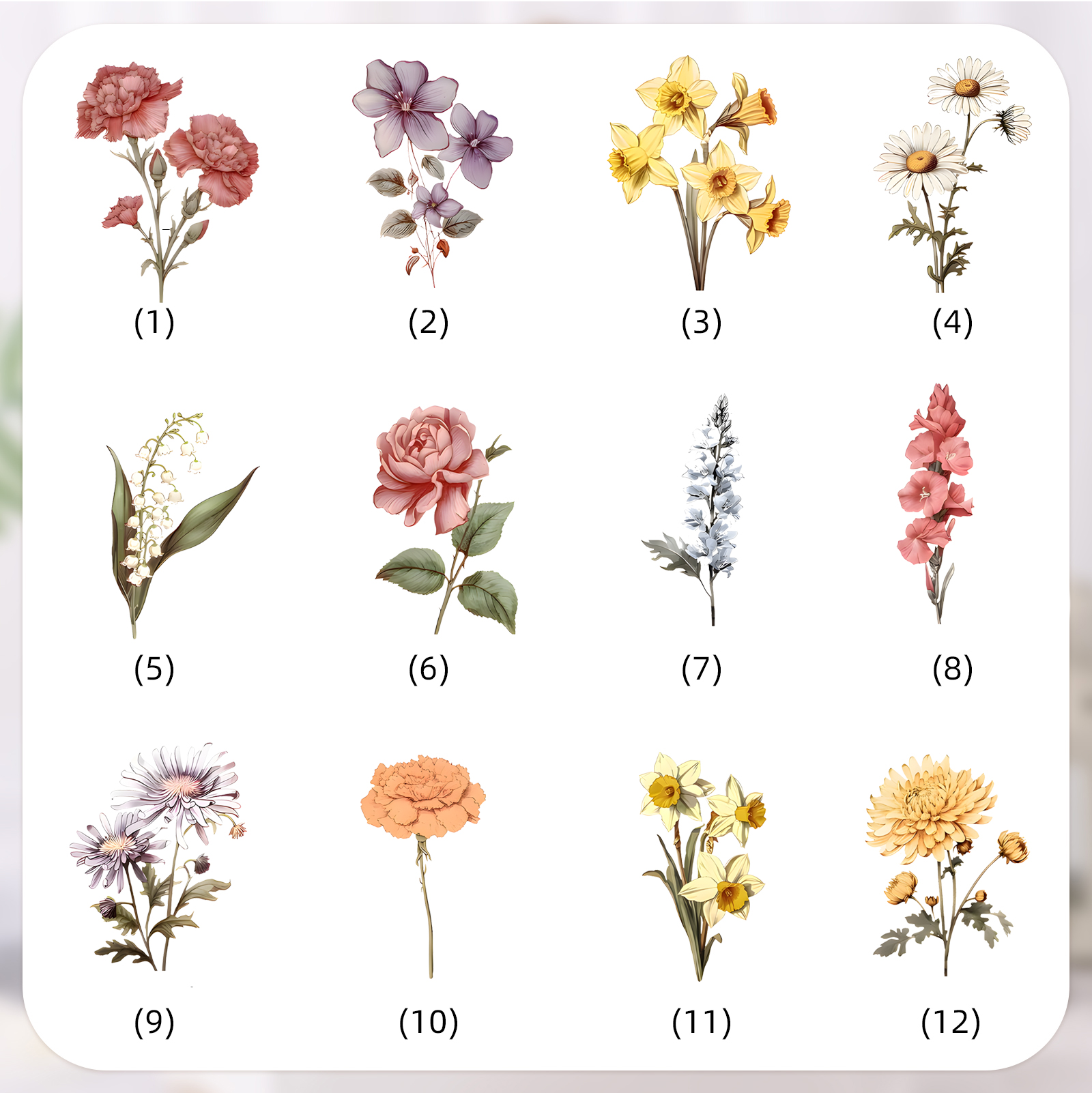 Personalisierter 1 Name & Geburtsblume & Buchstabe Handtasche aus Baumwolle und Leinen