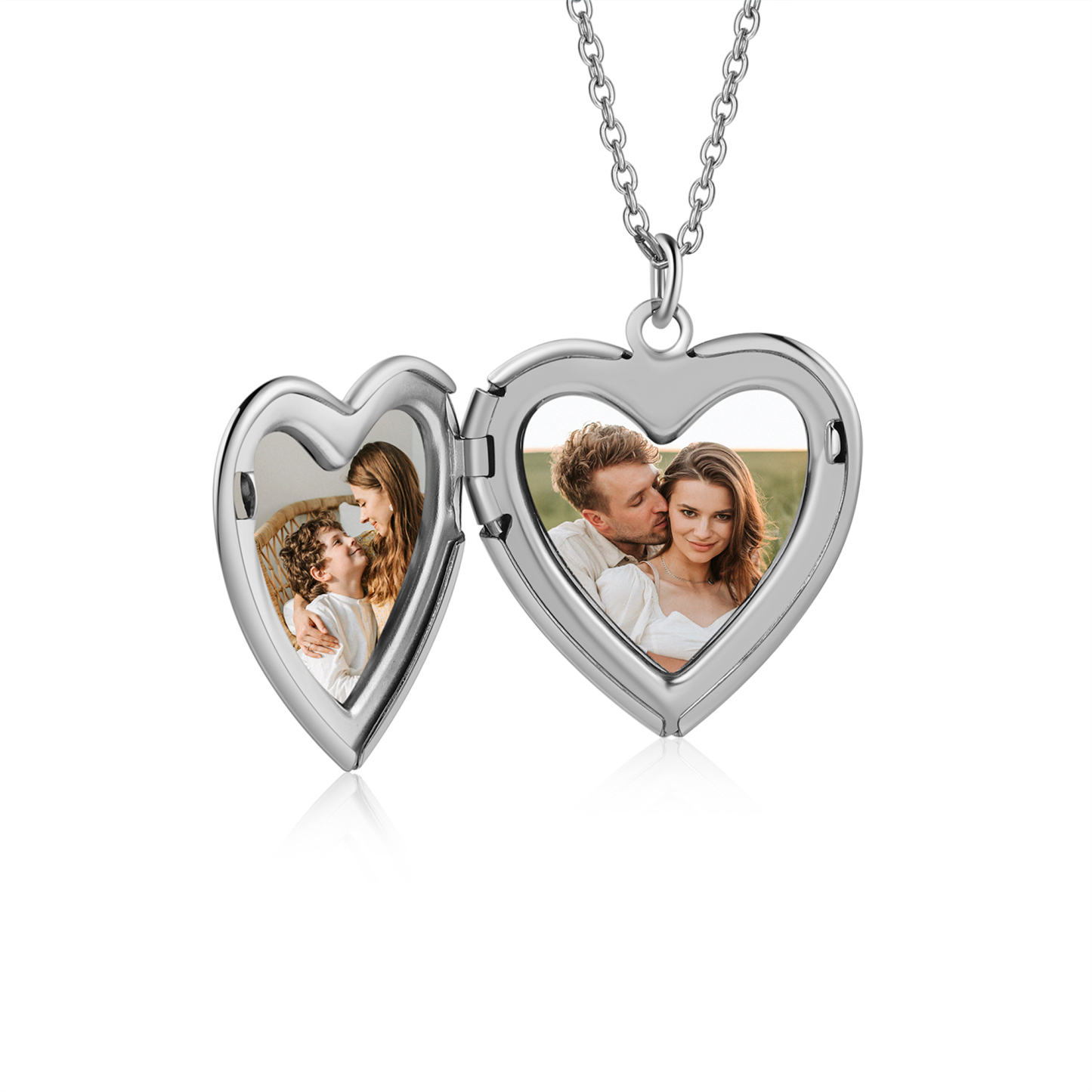 Personalisierte Herz Medaillon Kette mit Foto als Geschenkset mit Karte