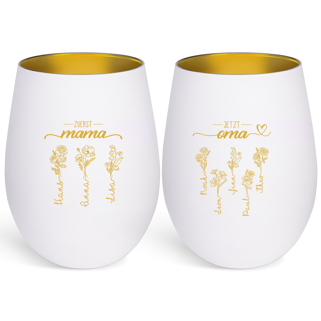 Personalisierter Glas-Kerzenhalter mit 2–10 Geburtsblumen und Namen für Mama/Oma