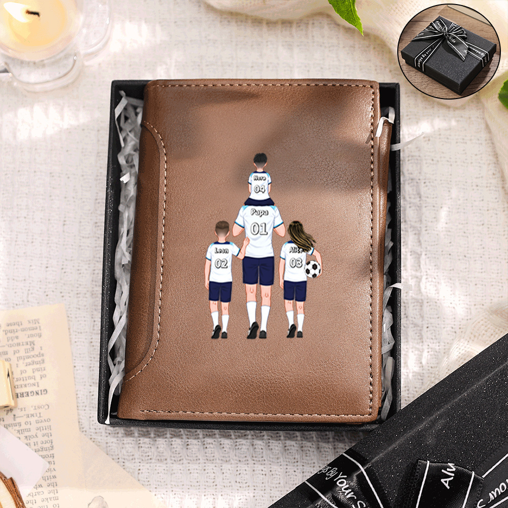 Personalisierte Herren-Geldbörse für Papa - Fußballfamilie