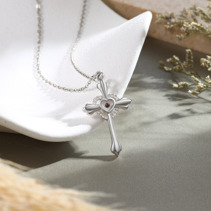 Herz-Kreuz-Halskette mit Senfkornanhänger