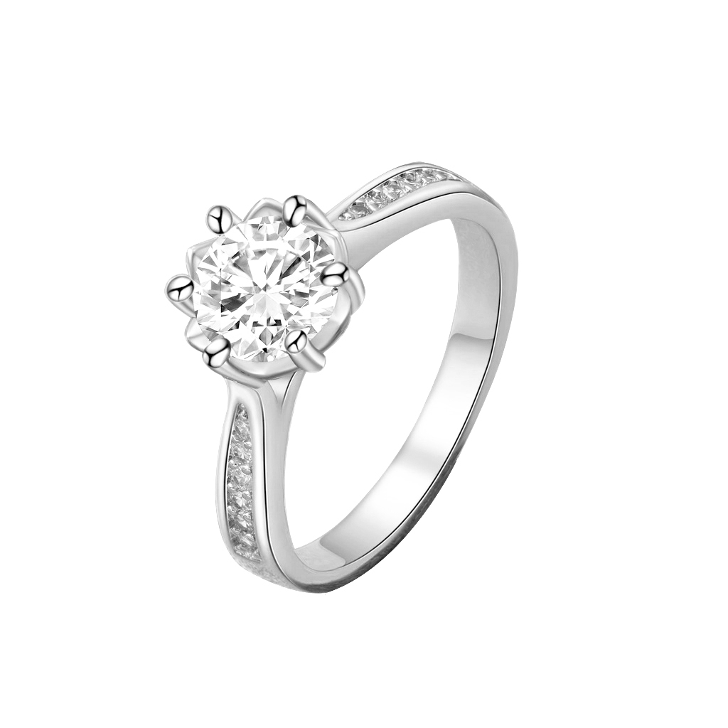 925 Sterling Silber Blume Ring mit Moissanite