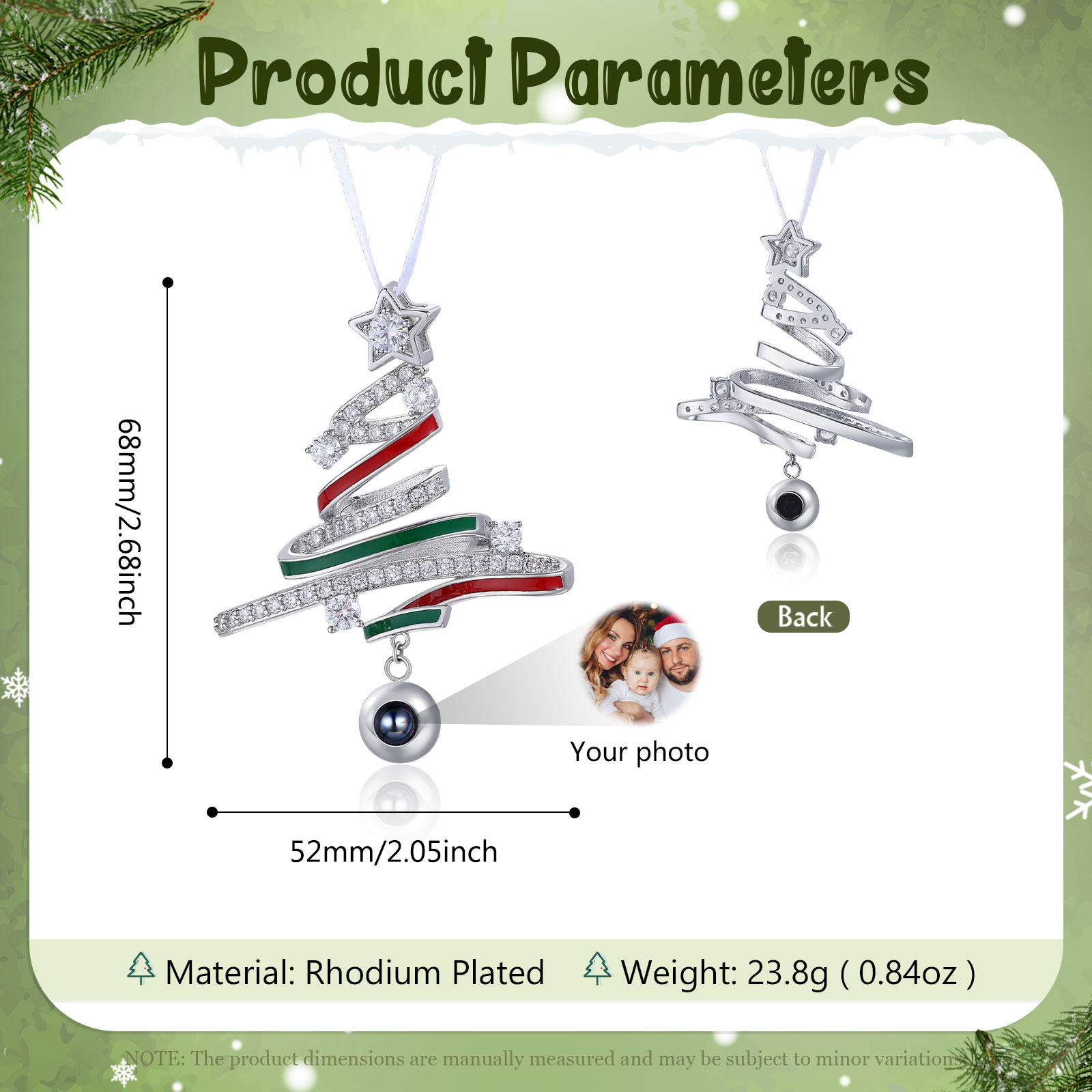 Personalisierter Tannenbaum Foto-Projektionsanhänger zu Weihnachten, Christbaumanhänger,  Weihnachtsanhänger, Ornament