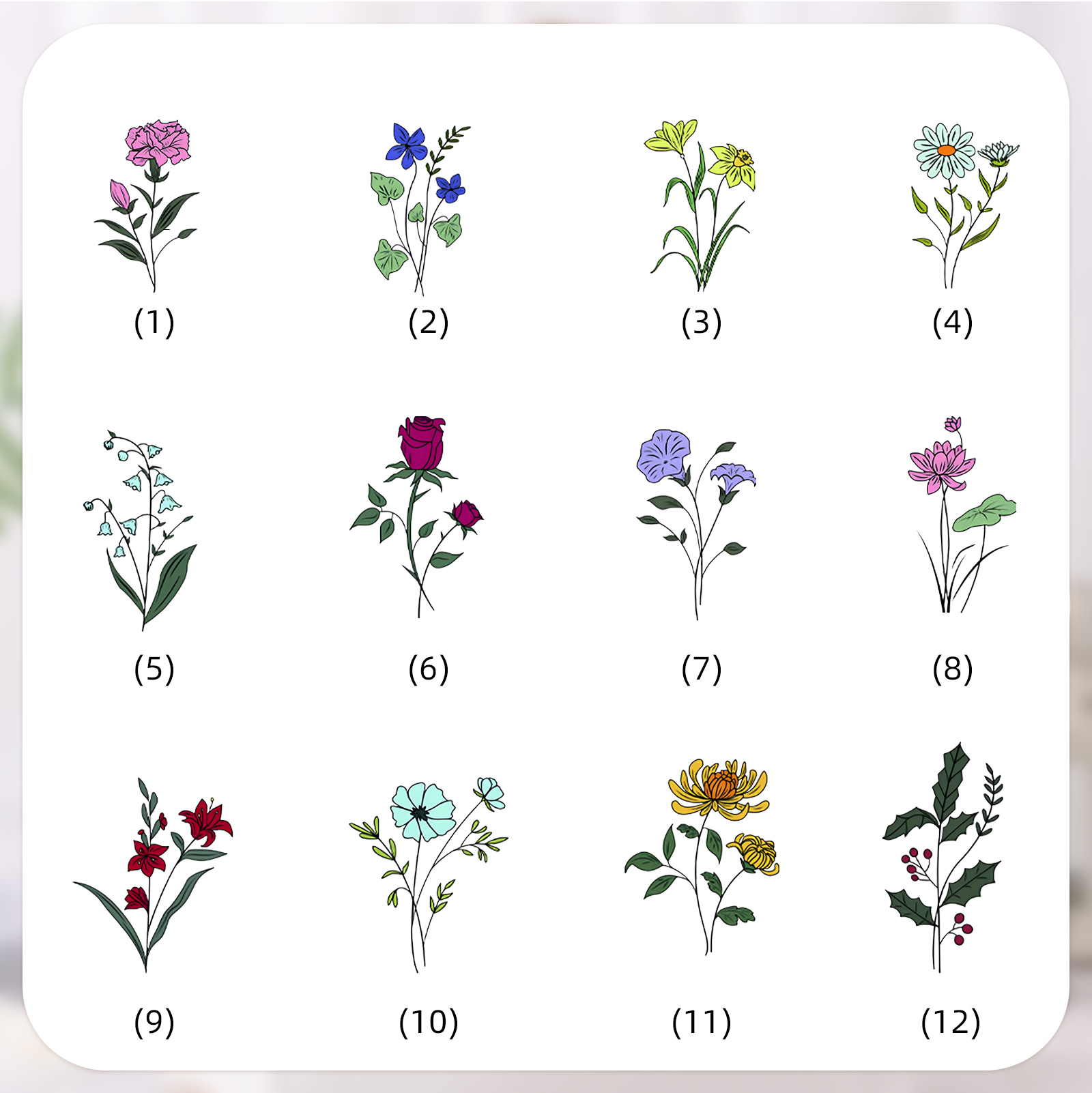 Personalisierter 1 Name & Geburtsblume & Buchstabe Handtasche aus Baumwolle und Leinen