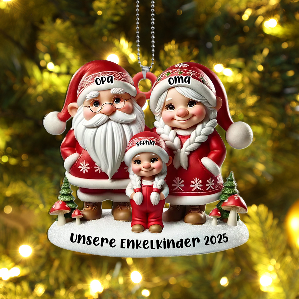 3D Weihnachtsanhänger (Christbaumanhänger) personalisiert mit Namen & Jahr & Wunschtext – Geschenk für Großeltern