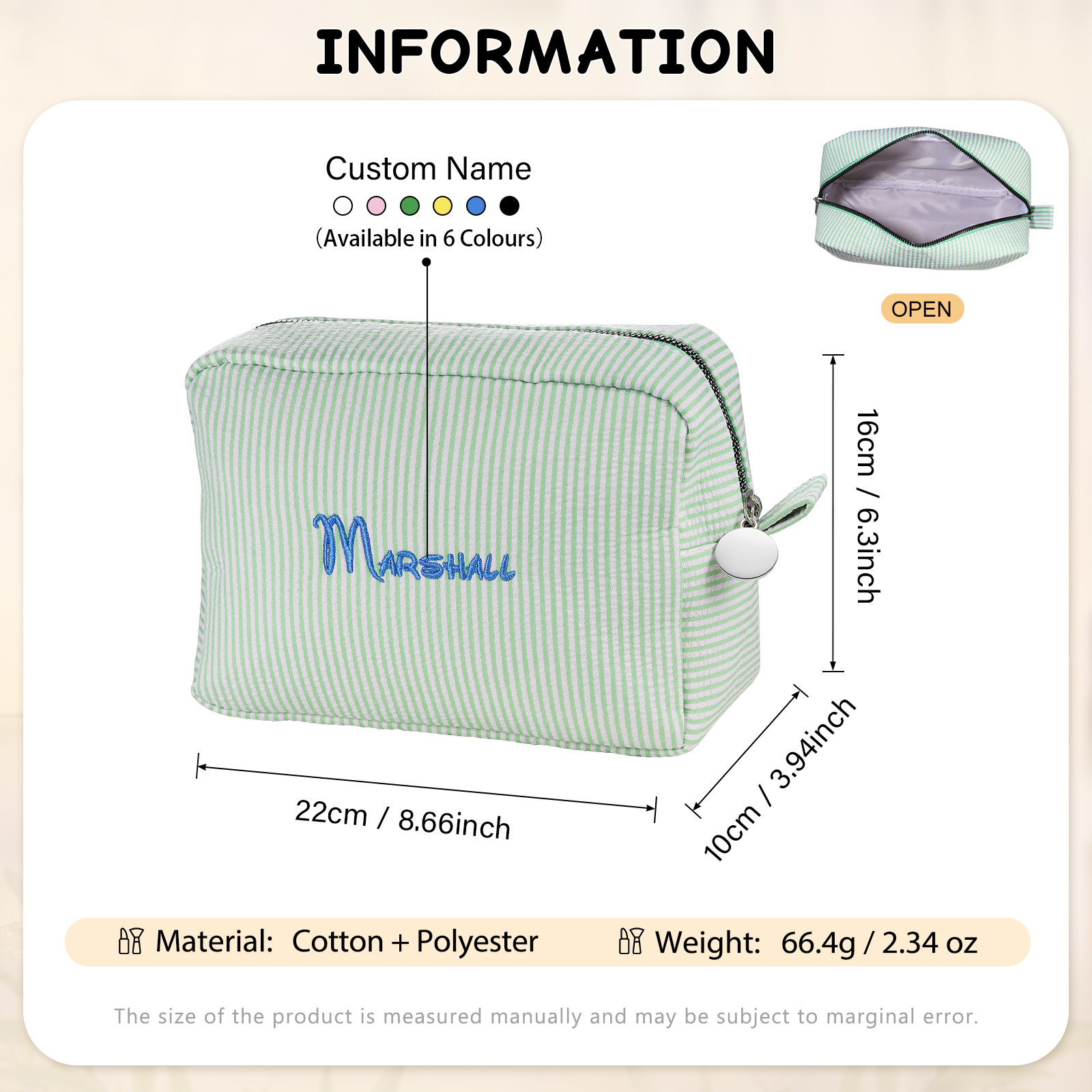 Personalisierter 1 Name Baumwolle & Polyester tragbar Schminktasche