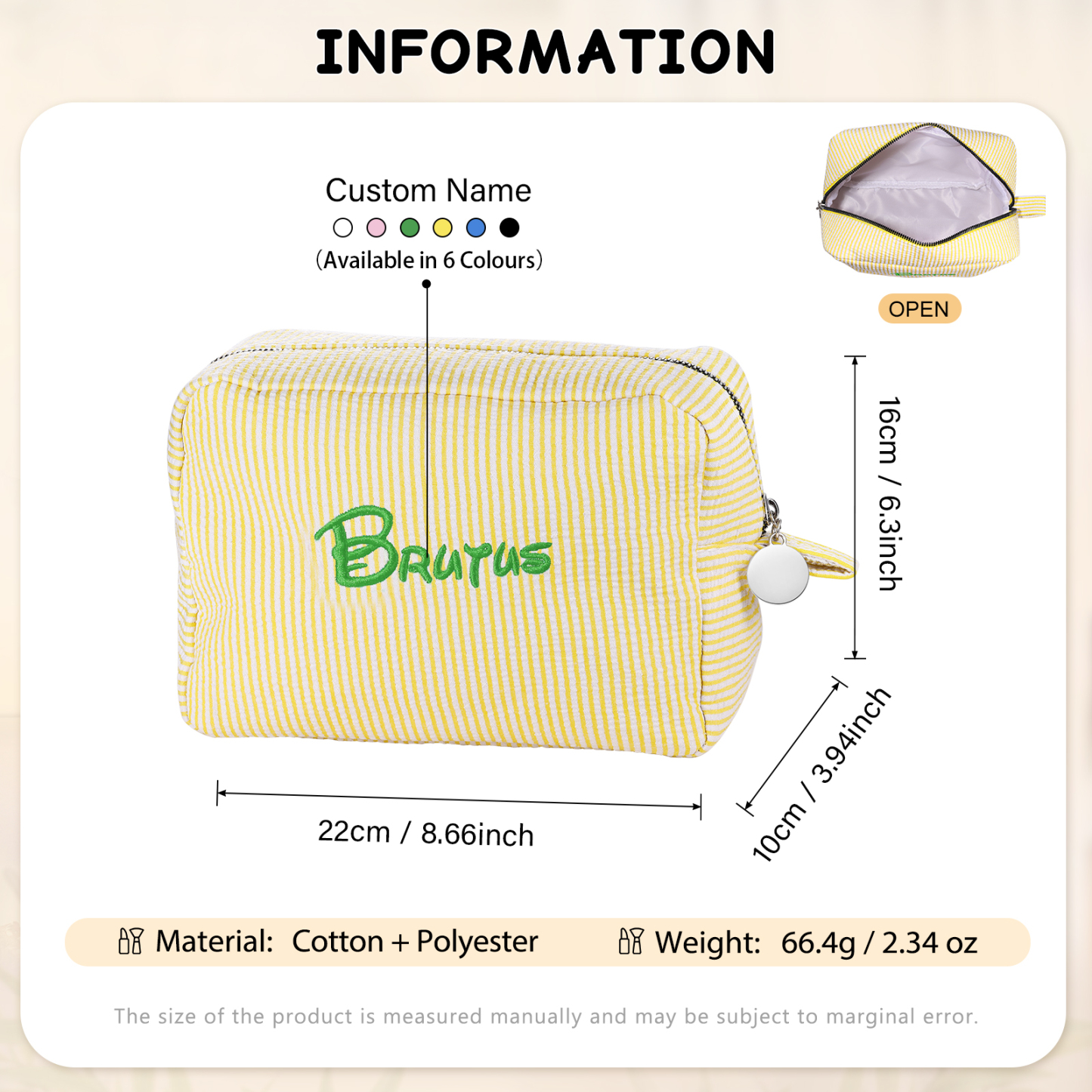 Personalisierter 1 Name Baumwolle & Polyester tragbar Schminktasche