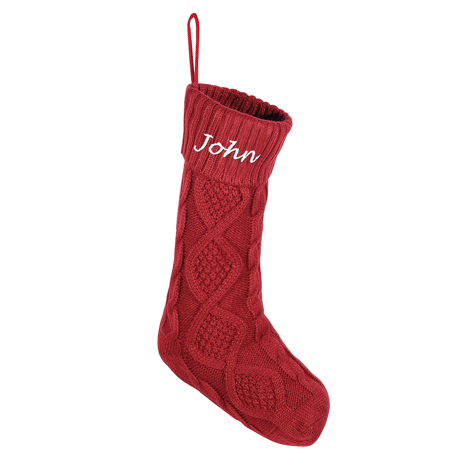 Weihnachtssocke-Personalisierter 1 Name Rot/ Grün/ Weiß Strickstoff Weihnachtsstrumpf – Sechs Namensfarben zur Auswahl