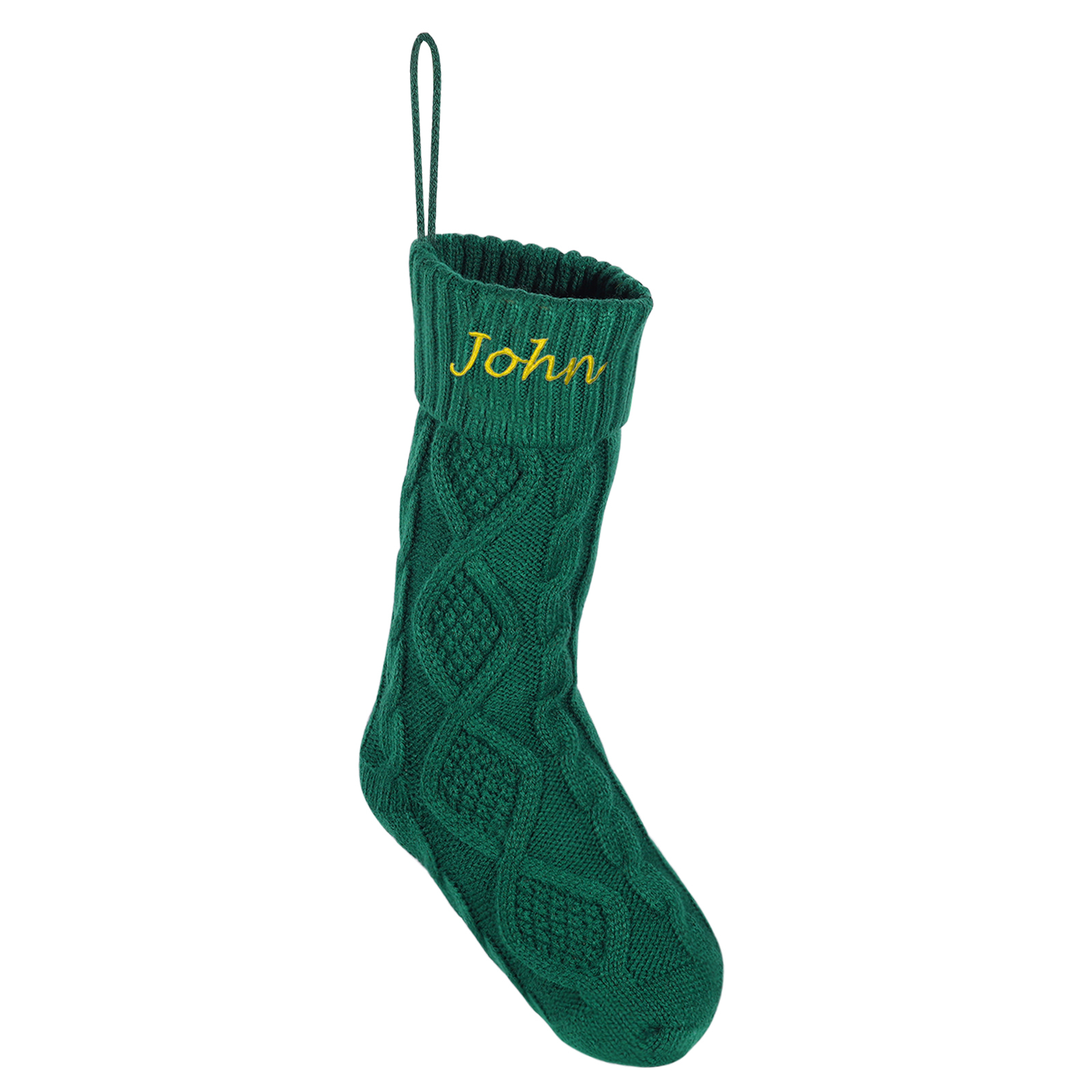 Weihnachtssocke-Personalisierter 1 Name Rot/ Grün/ Weiß Strickstoff Weihnachtsstrumpf – Sechs Namensfarben zur Auswahl