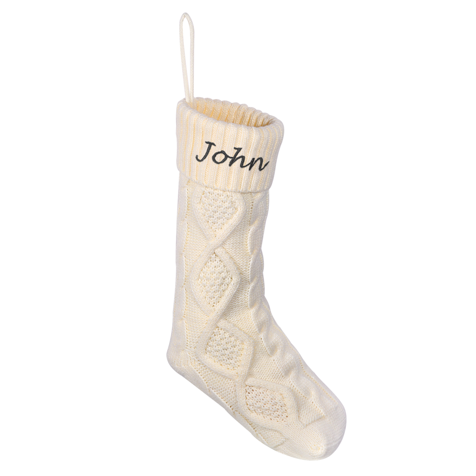 Weihnachtssocke-Personalisierter 1 Name Rot/ Grün/ Weiß Strickstoff Weihnachtsstrumpf – Sechs Namensfarben zur Auswahl