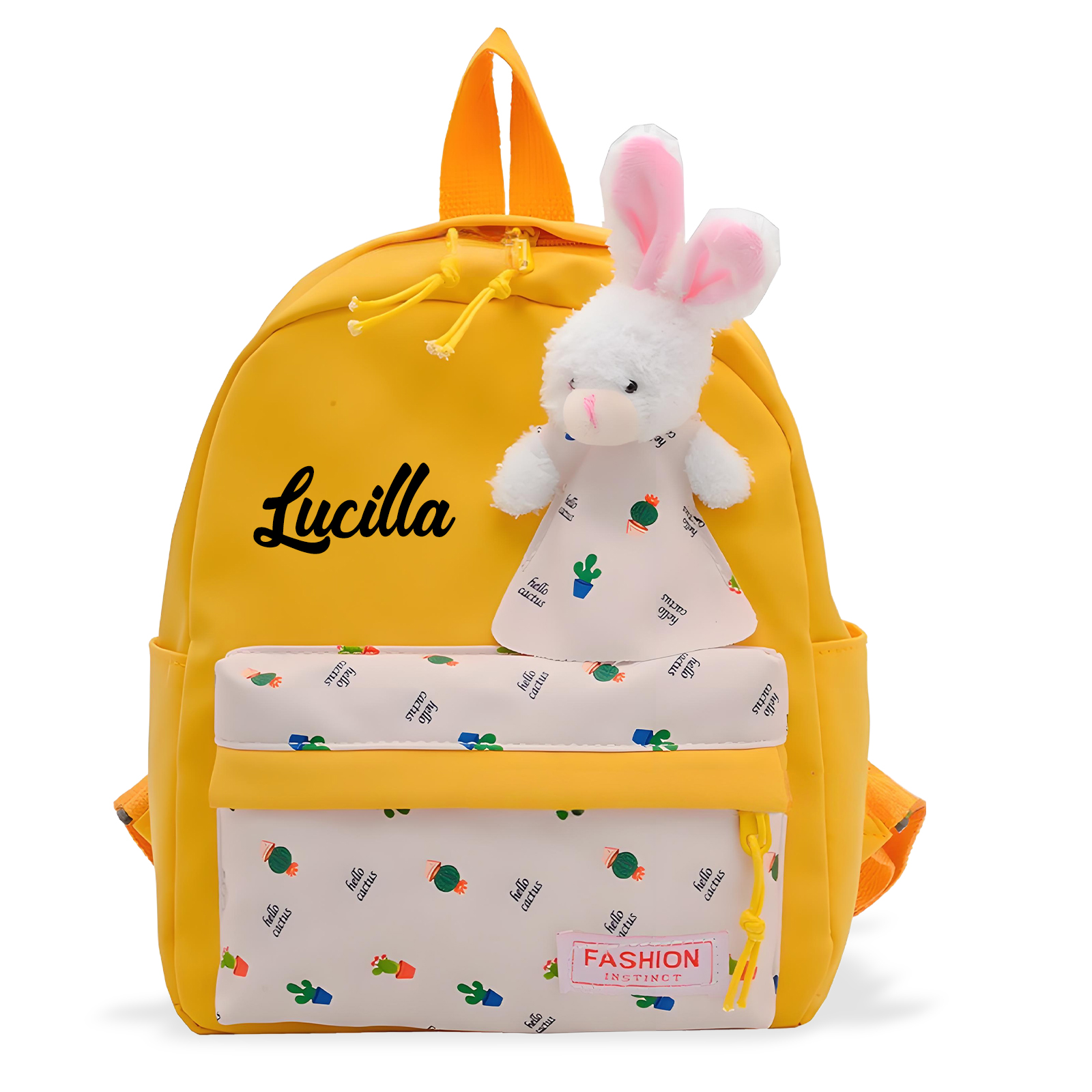 Personalisierte Name & Stempelfarbe Rucksack Schüler Schultasche in 5 Farbe mit Kaninchen