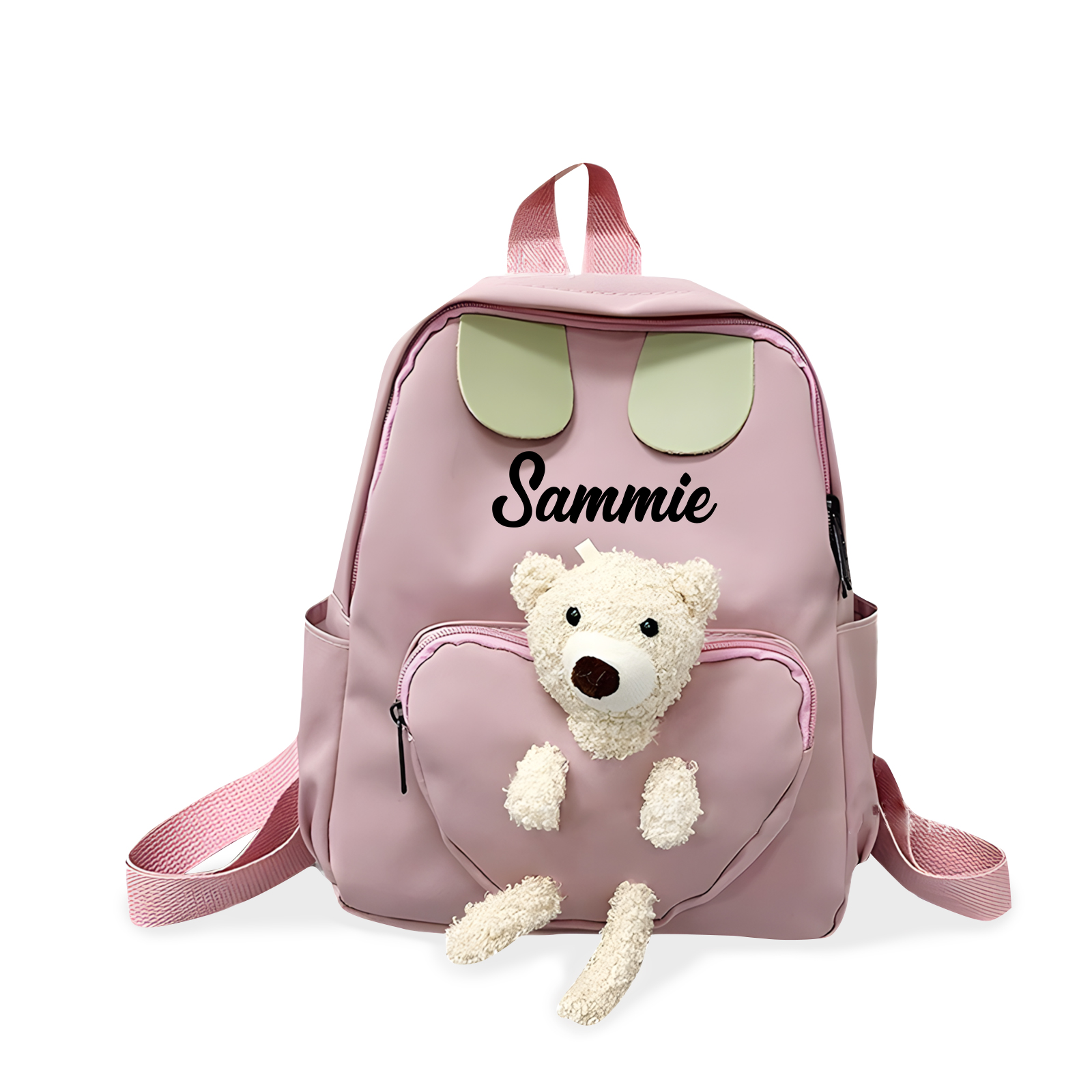 Personalisierte Name Rucksack Schüler Schultasche in 5 Farbe mit Kaninchen