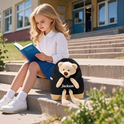 Personalisierte Name Rucksack Schüler Schultasche in 5 Farbe mit Bär