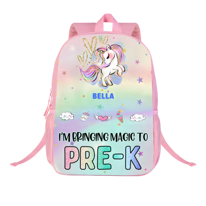 Personalisierte Name Rucksack Schüler Schultasche mit Pony
