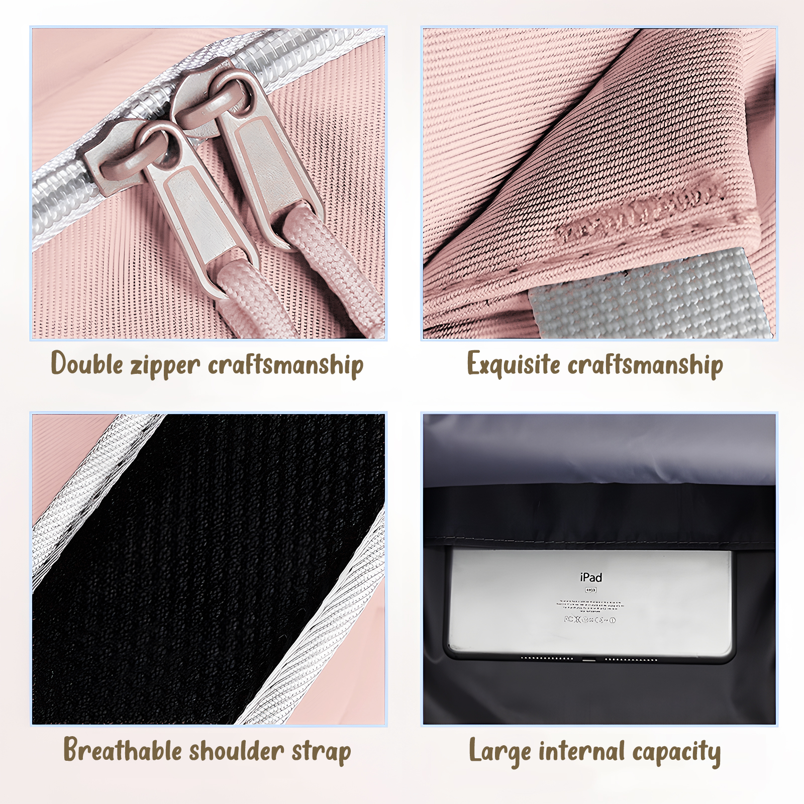 Personalisierte Name & Texte Rucksack Schüler Schultasche in 3 Farbe mit Pony