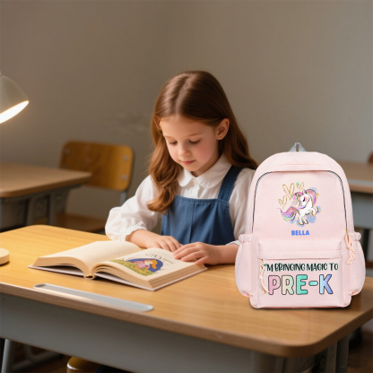 Personalisierte Name & Texte Rucksack Schüler Schultasche in 3 Farbe mit Pony