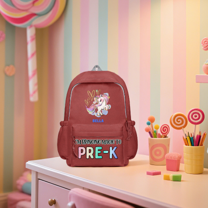 Personalisierte Name & Texte Rucksack Schüler Schultasche in 3 Farbe mit Pony