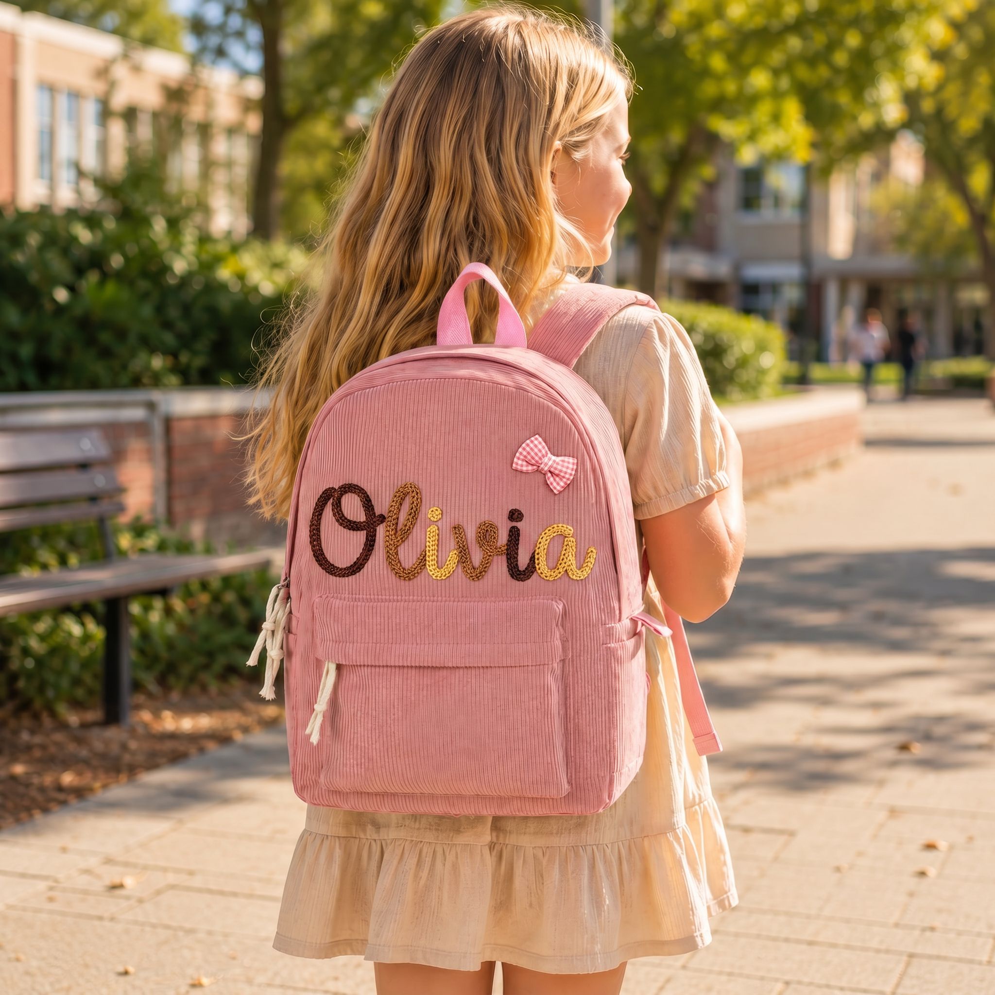 Personalisierter Kinderrucksack mit Namen aus Cord Geschenk für Kinder zum Schulanfang