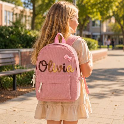 Personalisierter Kinderrucksack mit Namen aus Cord Geschenk für Kinder zum Schulanfang