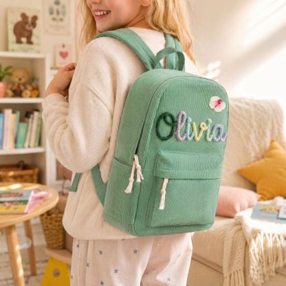 Personalisierter Kinderrucksack mit Namen aus Cord Geschenk für Kinder zum Schulanfang