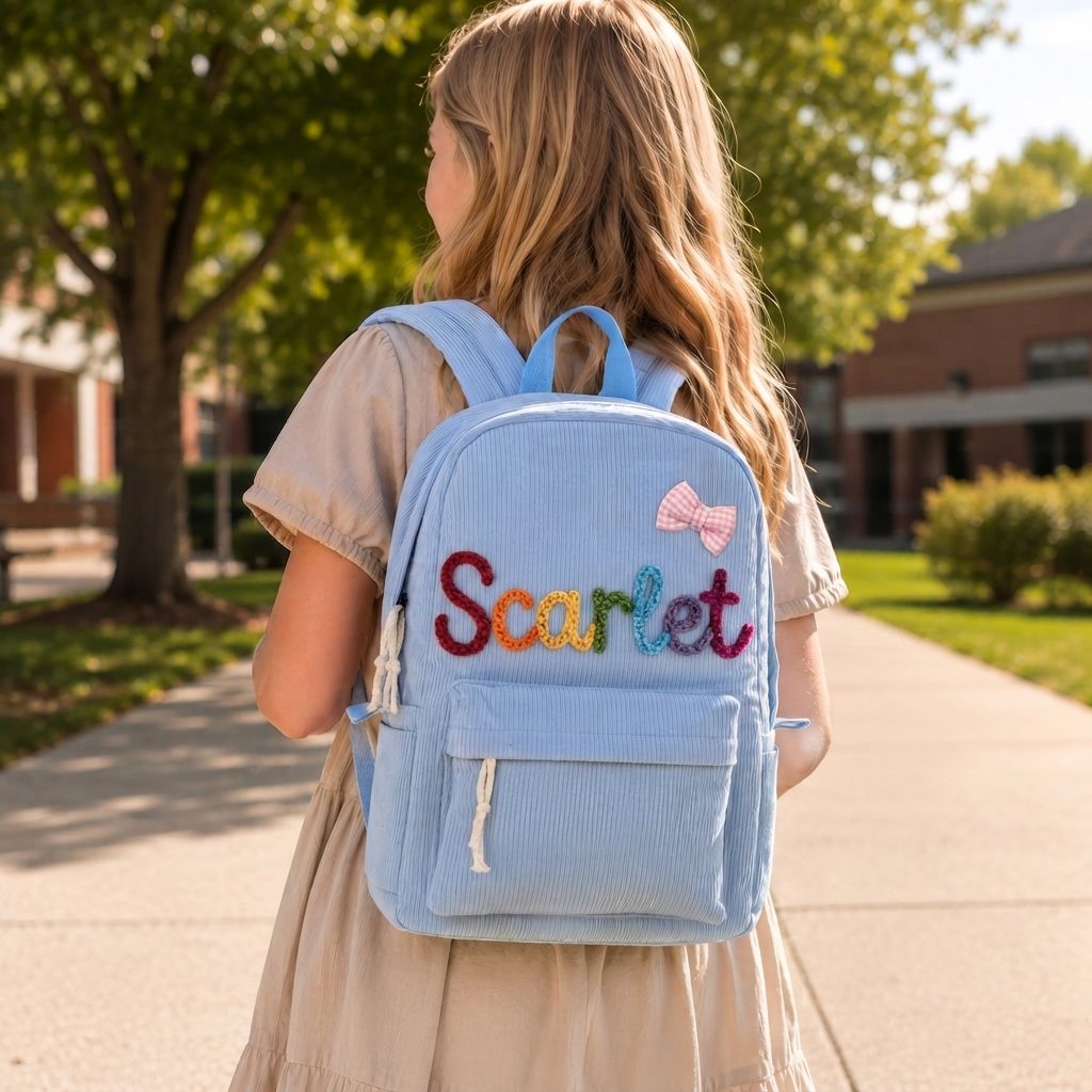 Personalisierter Kinderrucksack mit Namen aus Cord Geschenk für Kinder zum Schulanfang