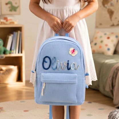 Personalisierter Kinderrucksack mit Namen aus Cord Geschenk für Kinder zum Schulanfang